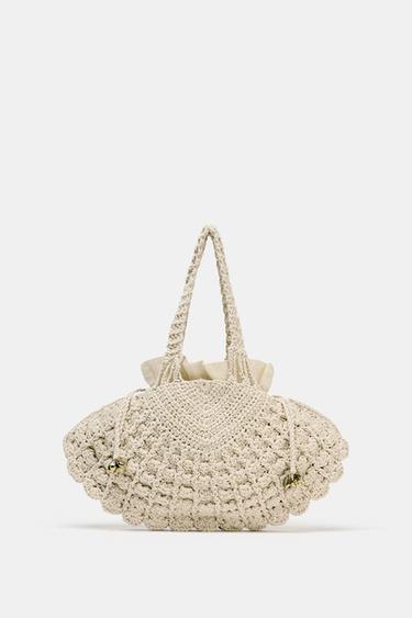 CROCHET SHELL BAG - Light beige by Zara - Image 1