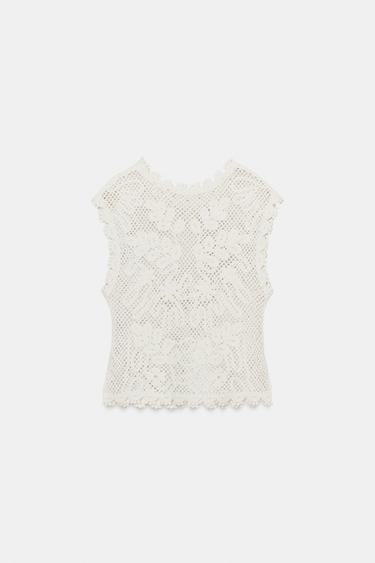 TOP CROCHET SANS MANCHES - Blanc de Zara - Image 9