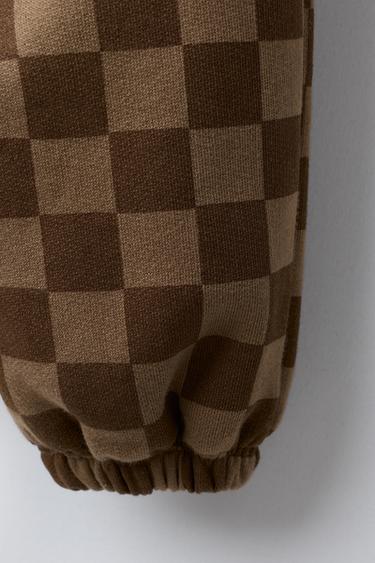 CHECKERBOARD SWEATSHIRT AND JOGGERS TRACKSUIT - Brown by Zara - Image 4