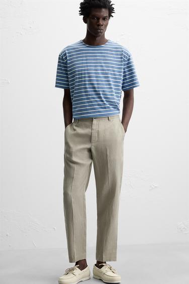 LINEN TROUSERS - Dark beige by Zara - Image 4