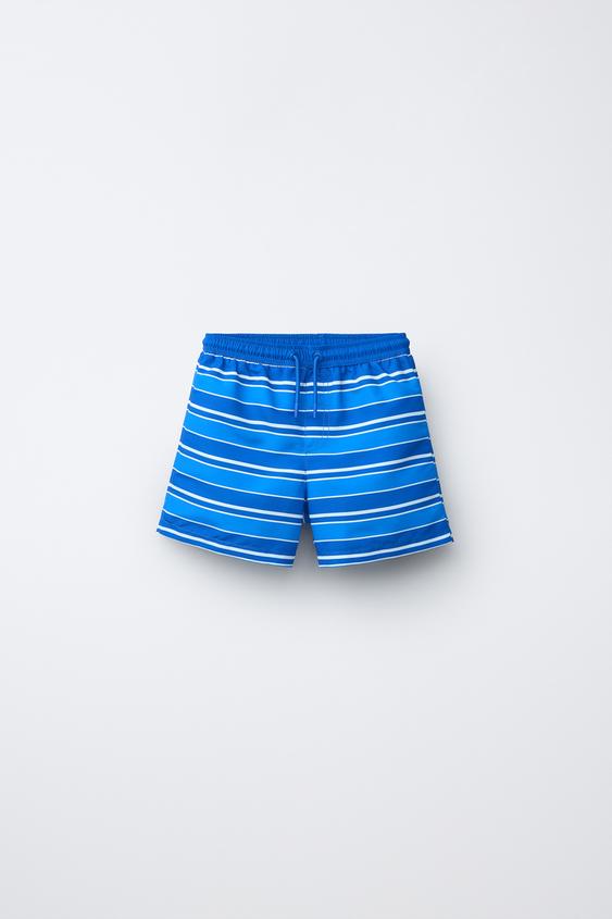 6-14 AÑOS/ BERMUDA BAÑO RAYAS - Azul de Zara - Imagen 0