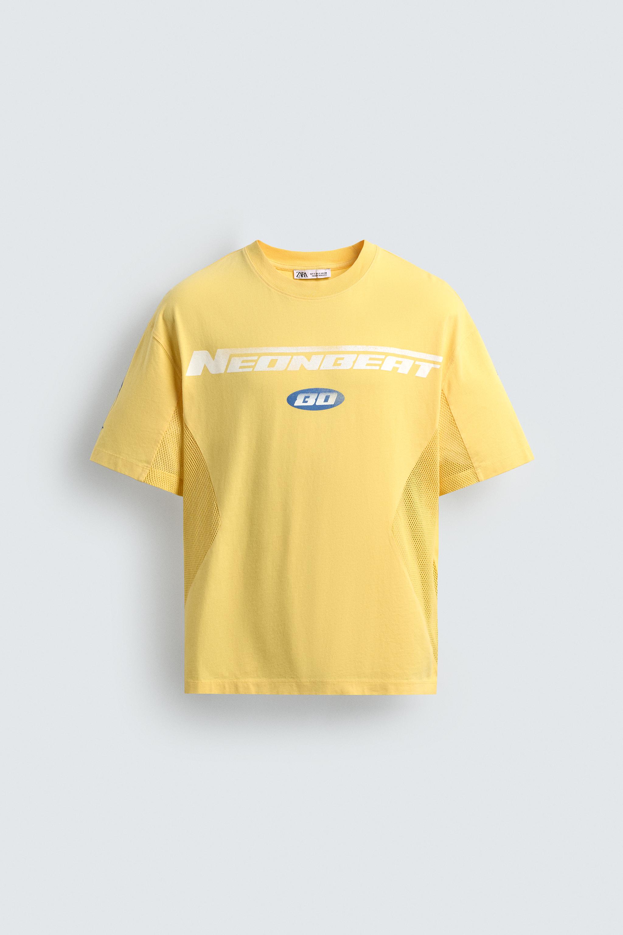 ★ドイツ発*ZARA*新作*コントラストトリムTシャツ/YELLOW★ COMBINATION TEXT T-SHIRT - Yellow | ZARA United States