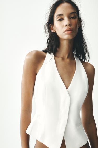 LINEN BLEND WAISTCOAT - Ecru by Zara