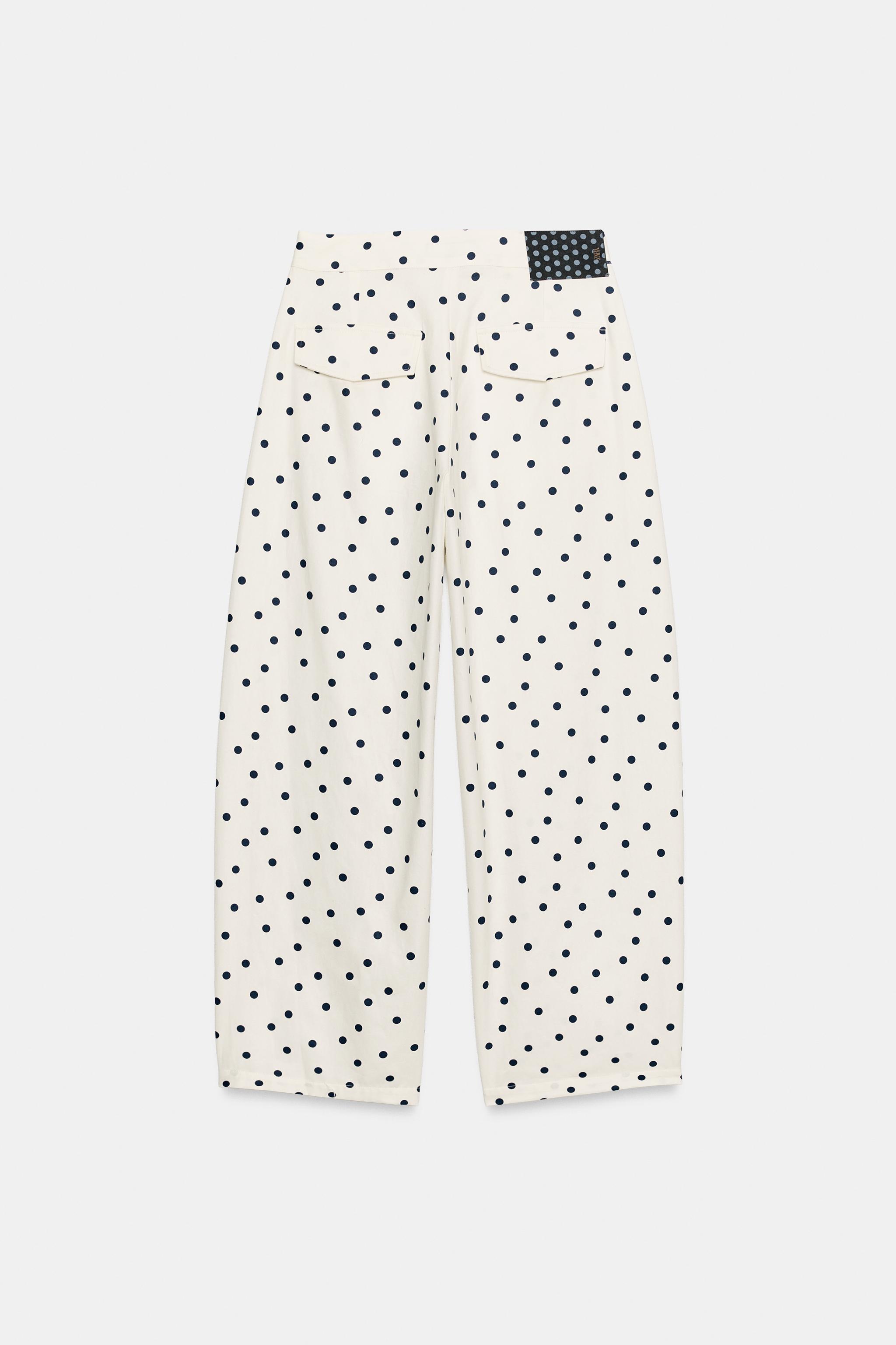 Zara Puantiye Desenli Barrel Pantolon görsel 5