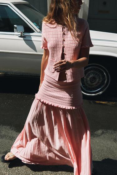 Zara COMBINED KNIT SKIRT - Pink