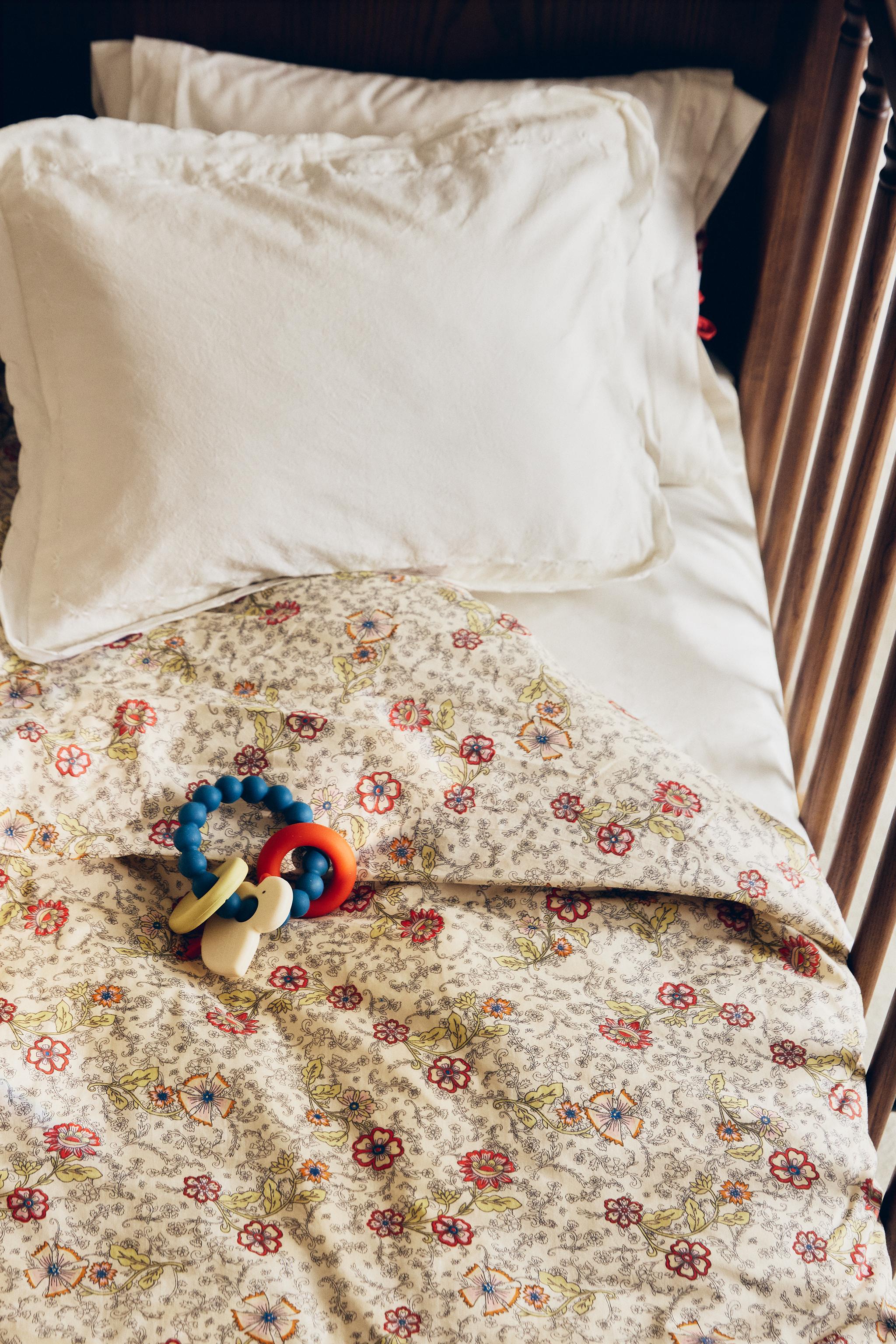 KIDS FLORAL COTTON DUVET COVER — Multicolored