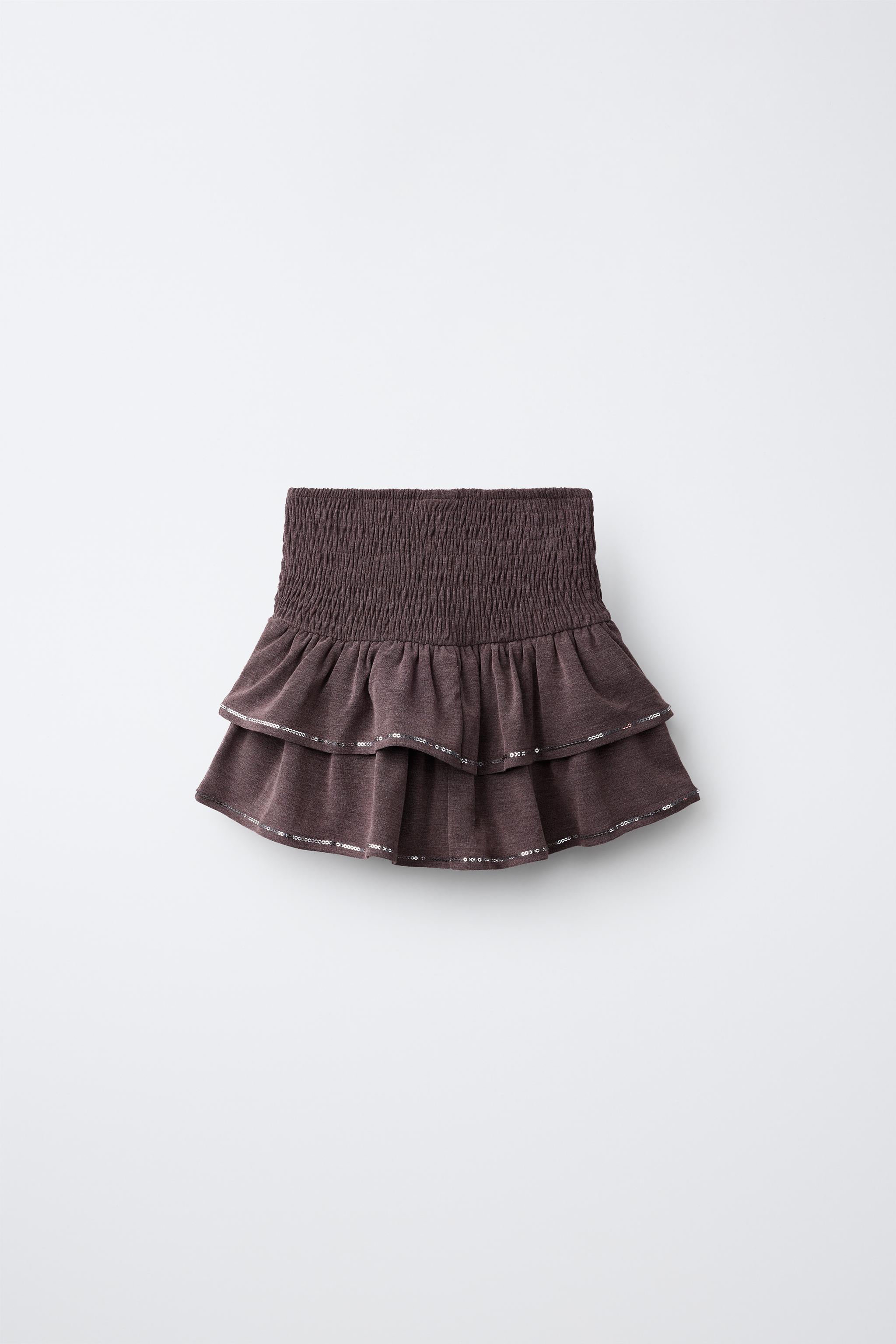 SEQUIN RUFFLE SKIRT — Eggplant (alternate view)