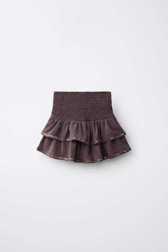 JUPE À VOLANTS ET PAILLETTES - Aubergine de Zara - Image 1