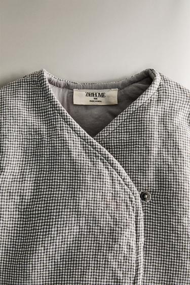 CHILDREN’S QUILTED CHECK JACKET - Grey green by Zara - Image 1