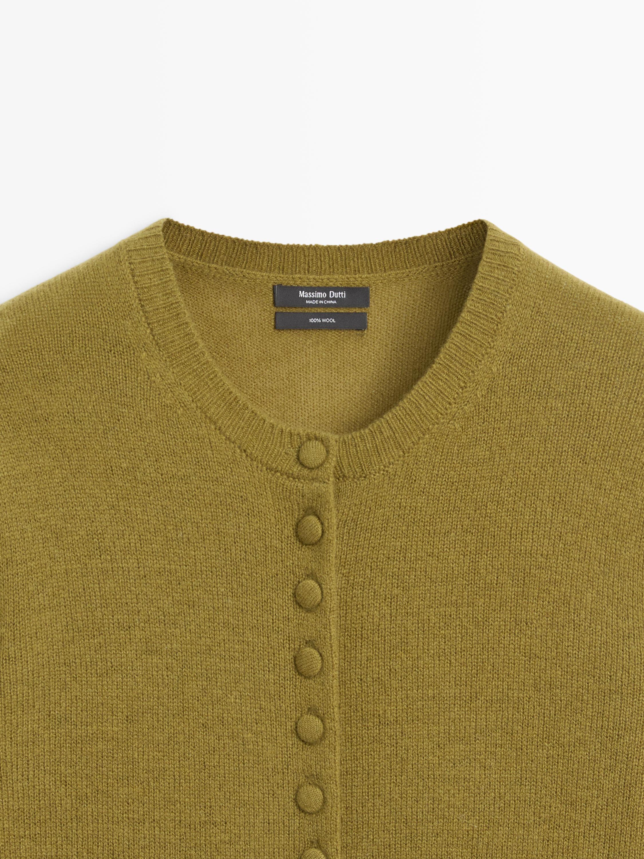 Cardigan 100 % laine avec boutons recouverts