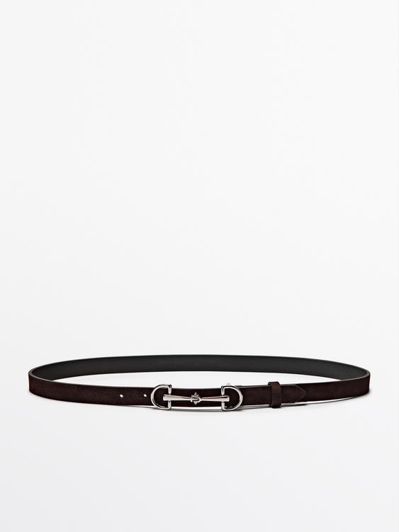 NUBUCK LEATHER EQUESTRIAN BELT
