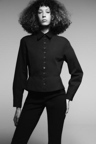 CAMISA PEPLUM COM BOTÕES ZW COLLECTION - Preto da Zara