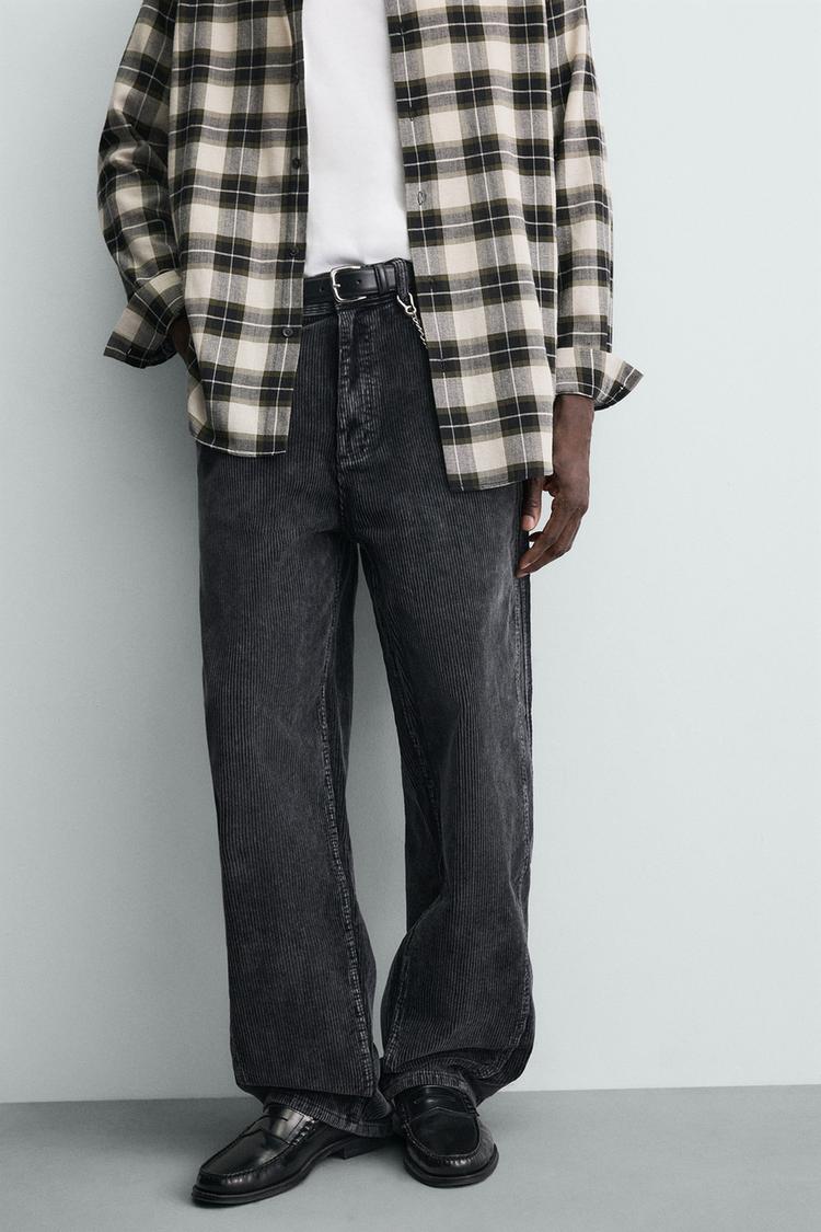 ZARA CORDUROY BAGGY TROUSERS WITH TWISTED SEAMS