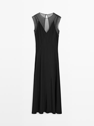 Robe longue transparence - Noir de Zara