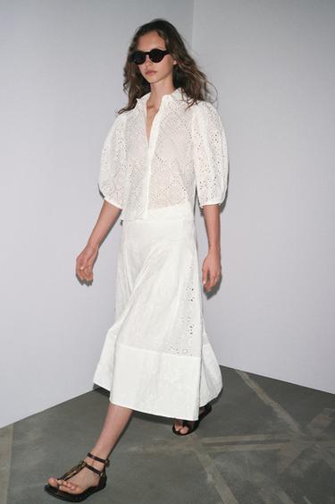 ZW COLLECTION SHIRT WITH CUTWORK EMBROIDERY - White by Zara - Image 3