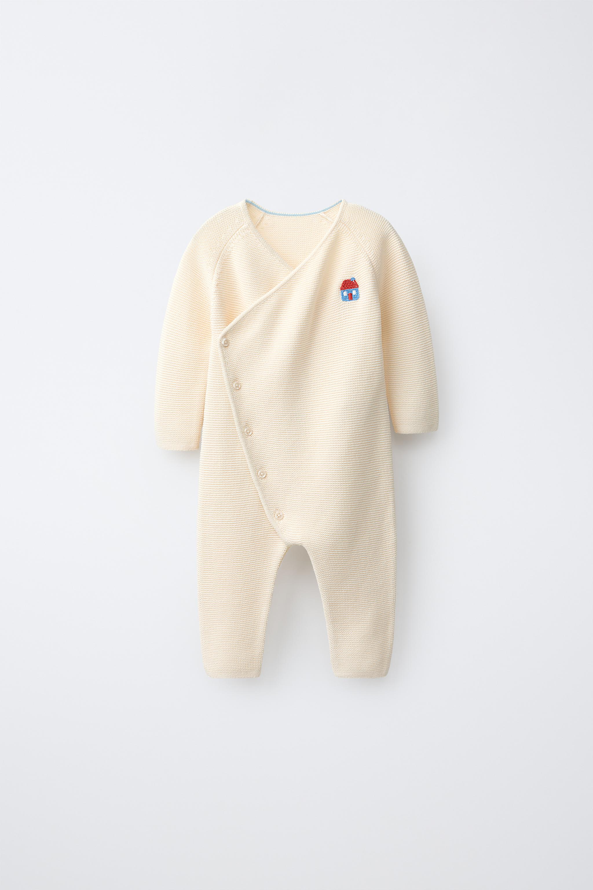 EMBROIDERED HOUSE KNIT JUMPSUIT — Ecru