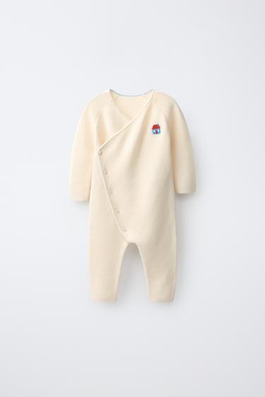 EMBROIDERED HOUSE KNIT JUMPSUIT - Ecru by Zara