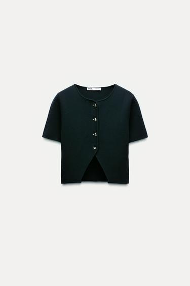 KNIT CROP TOP - Blue / Green by Zara