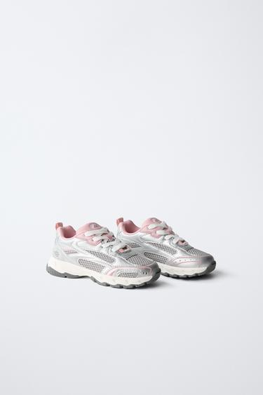 Zara MESH SNEAKERS - Silver