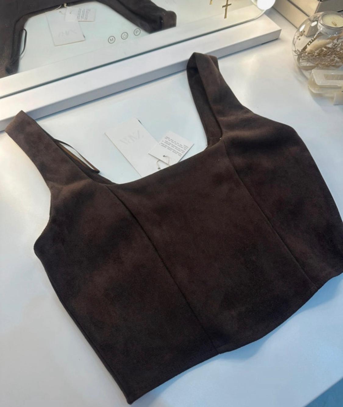 FAUX SUEDE CROP TOP - Image 2