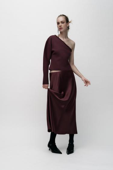 PULL ASYMÉTRIQUE À POIS - Aubergine de Zara - Image 0