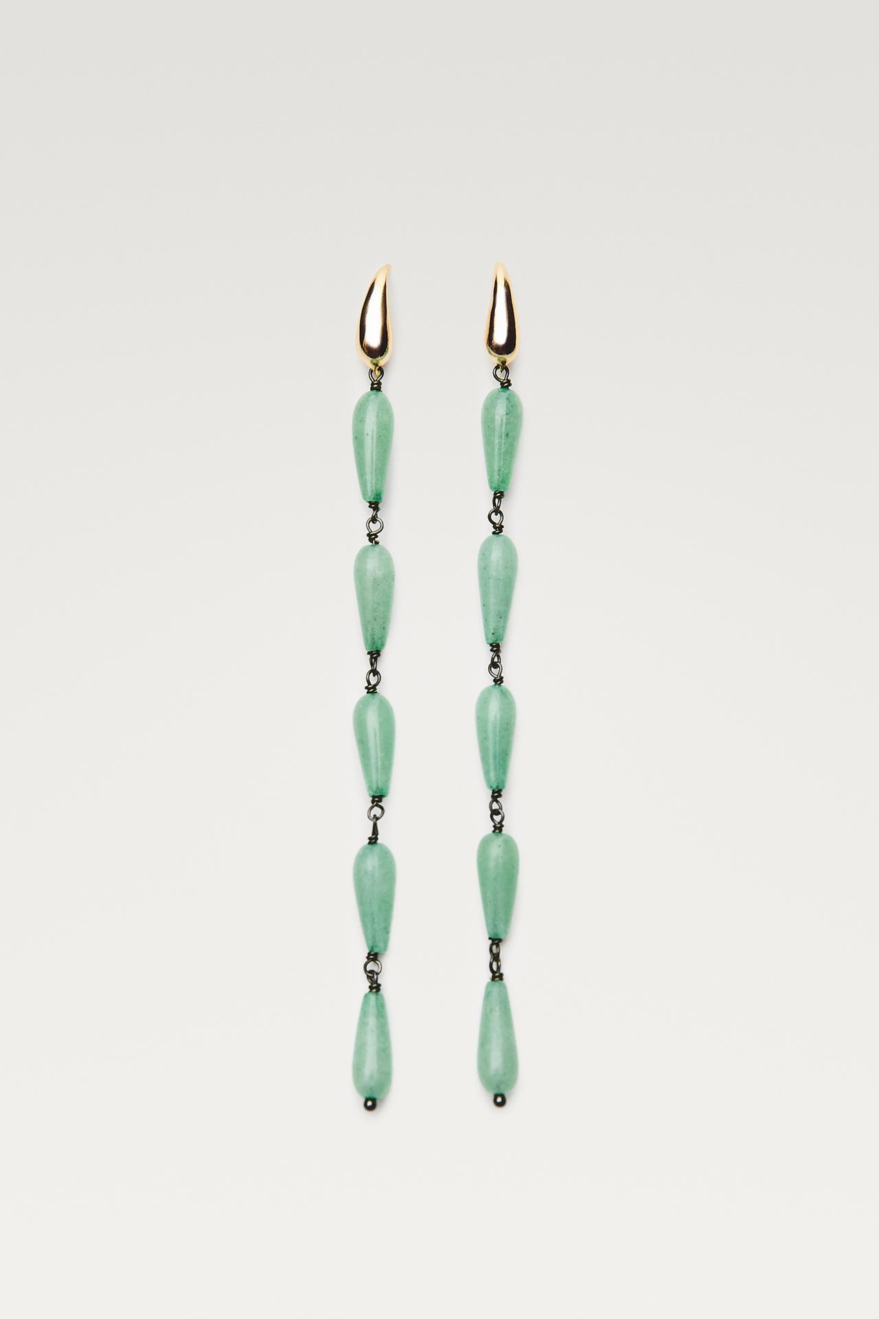 Gem dangle earrings — Golden