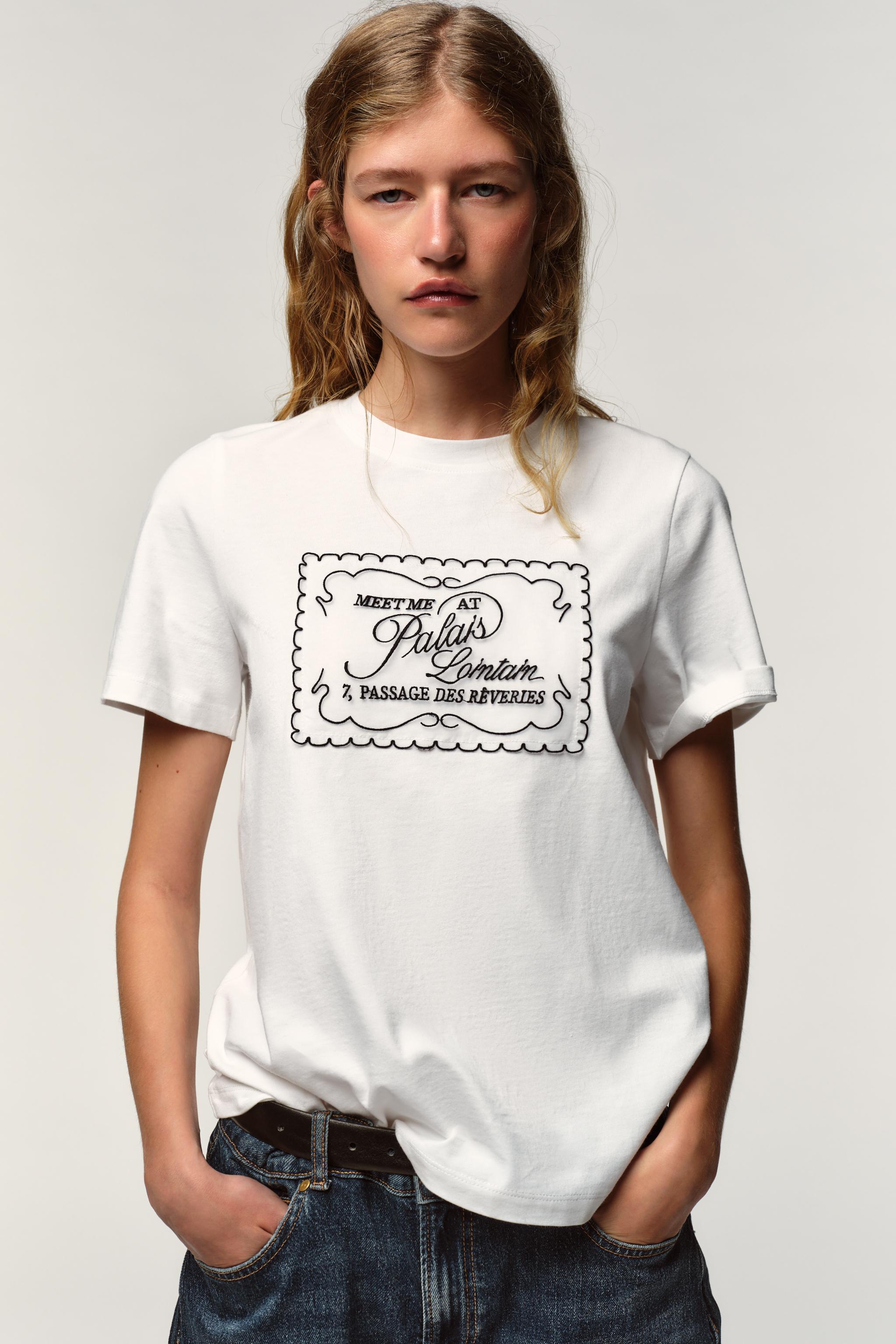 ORGANZA TEXT T-SHIRT - White | ZARA United States