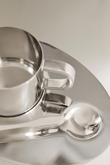 STEEL MUG, SPOON AND TRAY SET - Steel by Zara - Image 2