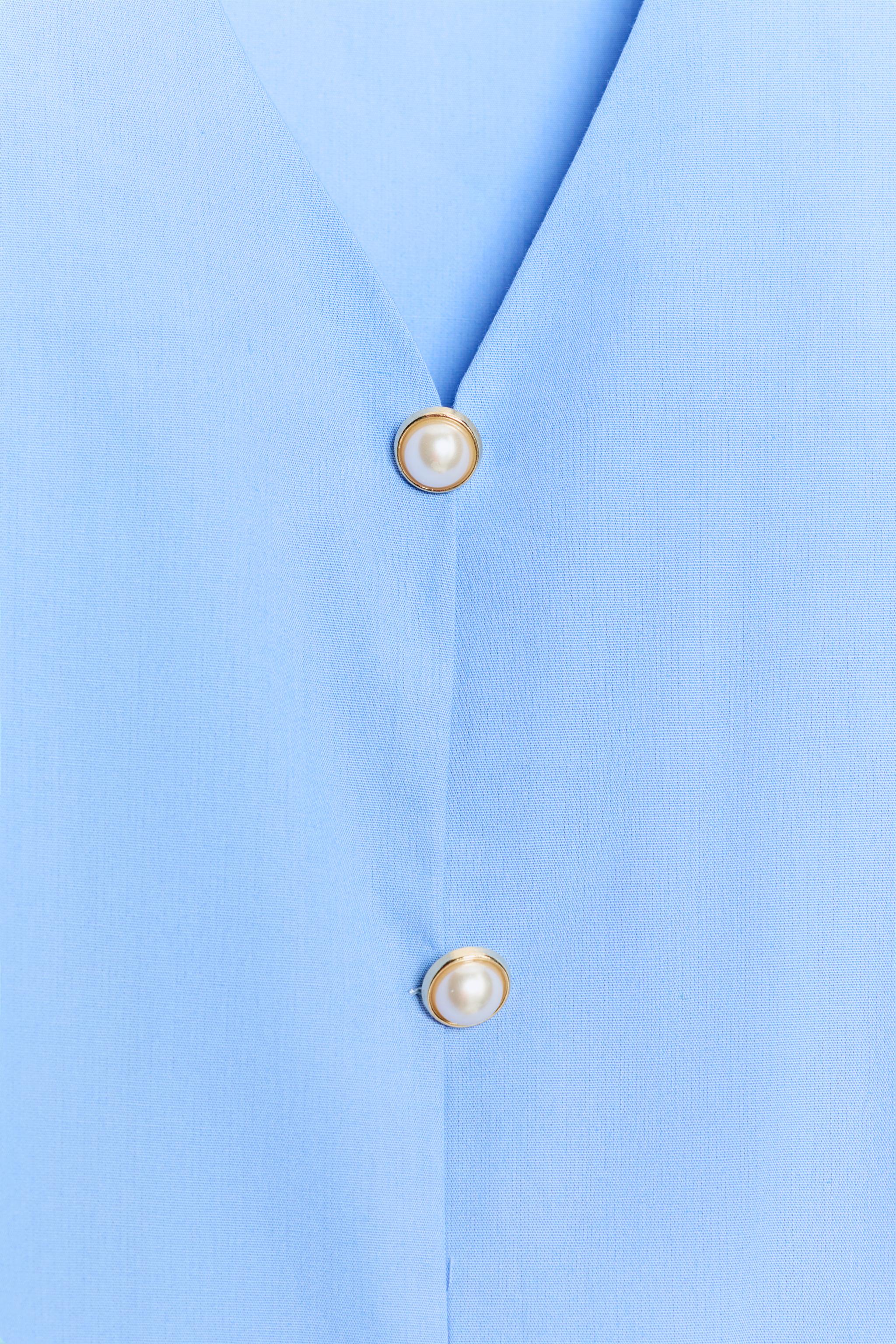 PEARL BUTTON POPLIN TOP