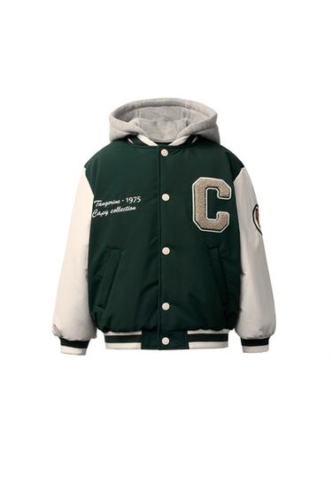 BOMBER CAPUCHA DESMONTABLE INTERIOR POLAR NYLON CAPIBARA CAPYFUN © - Verde de Zara