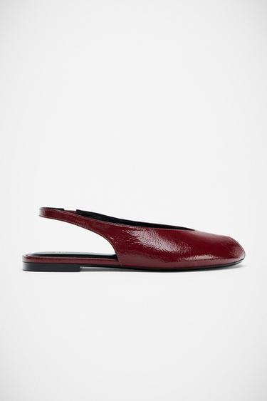 OPEN TOE SLINGBACK SHOES - Burgundy Red by Zara