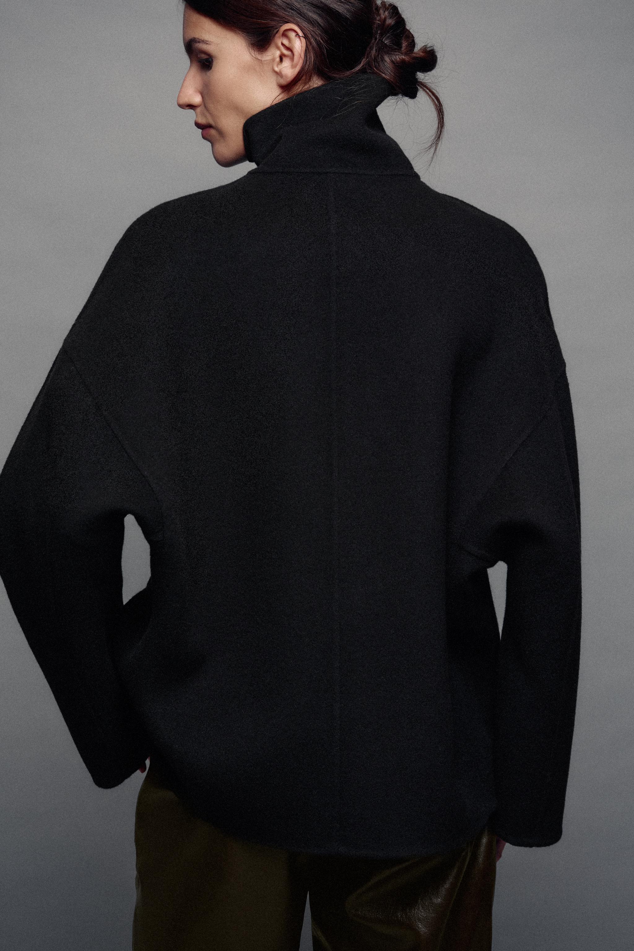 ウール混クロップド丈コート ZW COLLECTION - ブラック | ZARA Japan