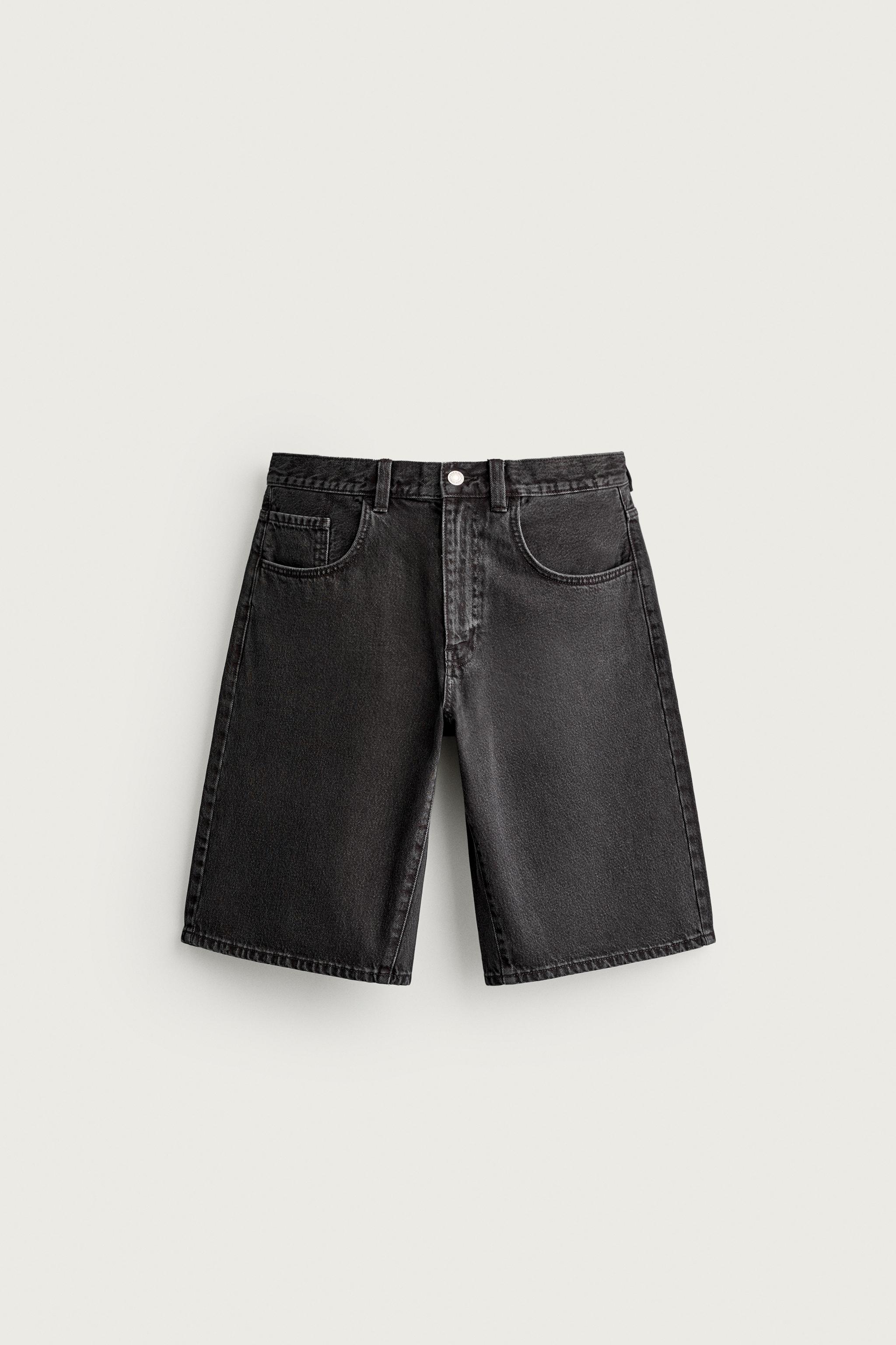 BAGGY FIT DENIM SHORTS — Charcoal