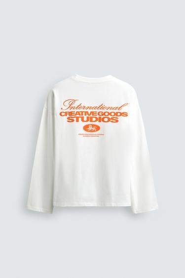 CONTRAST PRINT SLOGAN T-SHIRT - White by Zara - Image 8