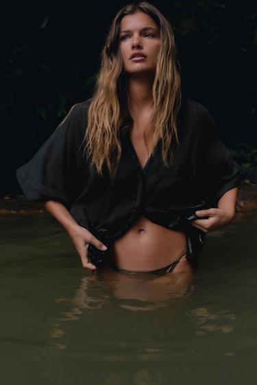 Zara 輕盈面料口袋襯衫 - 黑色