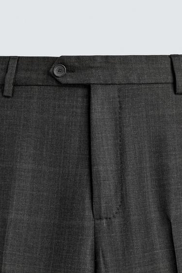 PANTALON DE COSTUME À CARREAUX 100% LAINE - Marengo chiné de Zara - Image 6