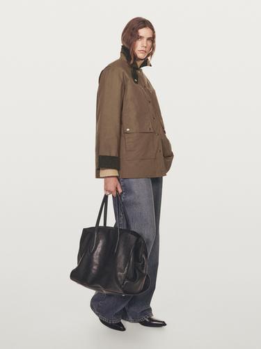 Parka encerada detalle pana - Marrón de Zara