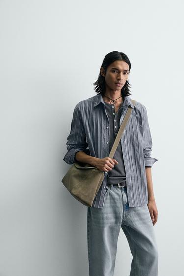 RELAXED FIT STRIPED JACQUARD SHIRT - Blue by Zara - Image 5