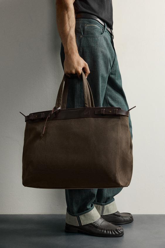 SHOPPER-TASCHE MIT LEDERDETAILS - Braun von Zara - Bild 0
