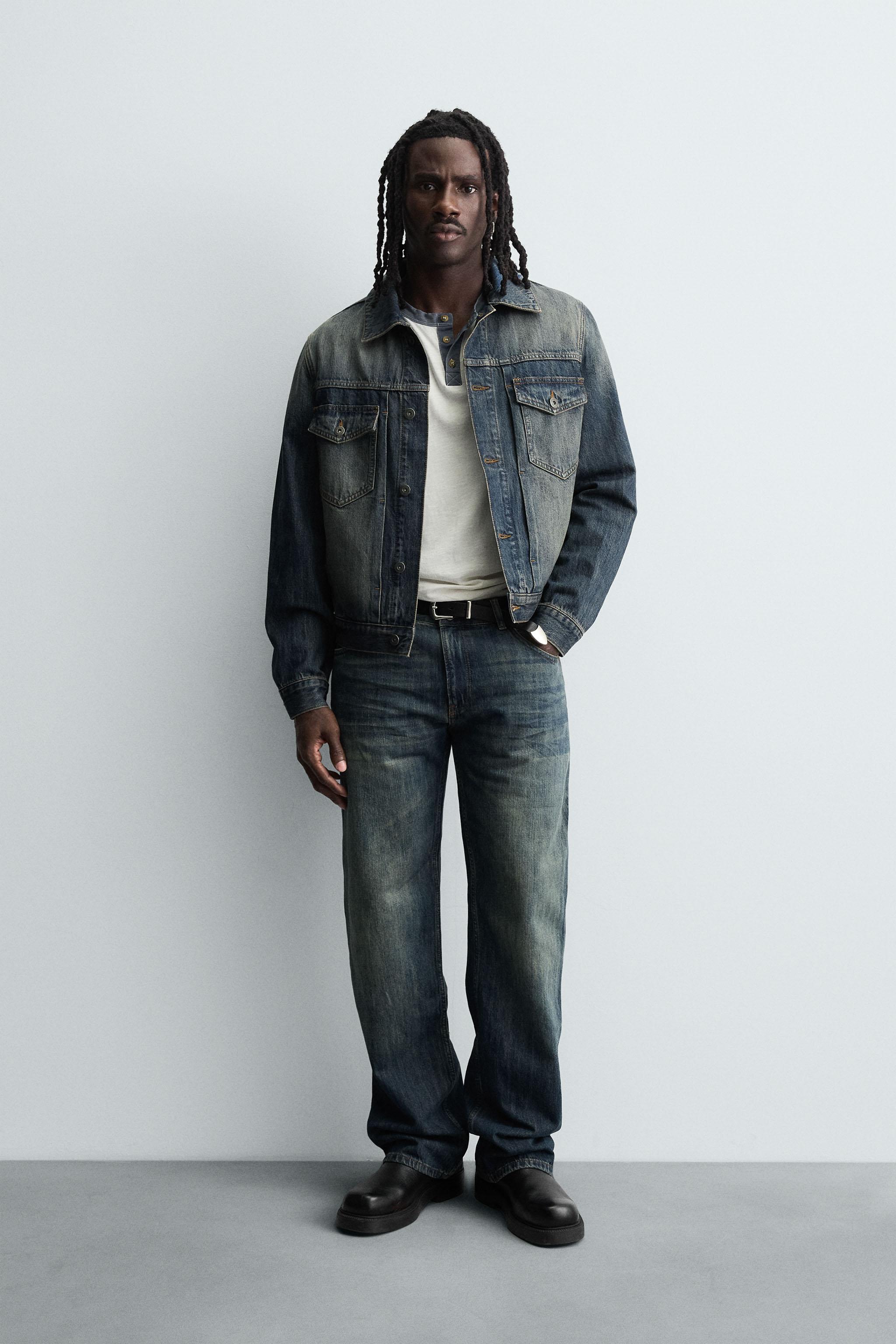【未使用】ZARA クロップドストレートフィットデニムジャケット　S クロップドフィットデニムジャケット - ブルー/グリーン | ZARA