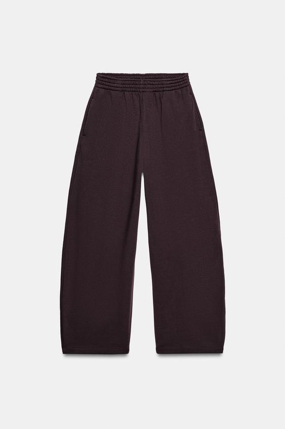 PANTALÓN FELPA BARREL - Marrón de Zara - Imagen 0