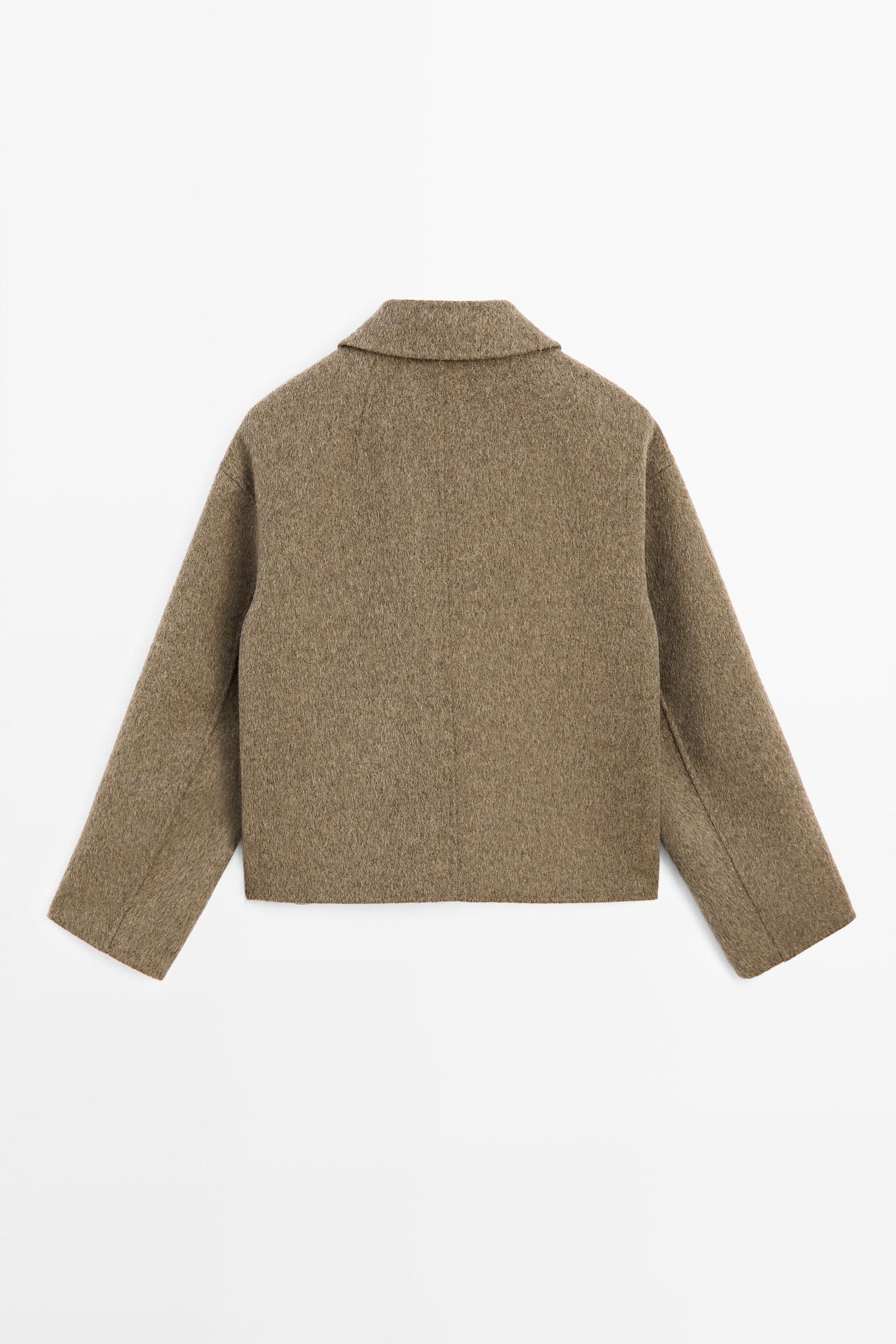 Short wool-blend trench coat