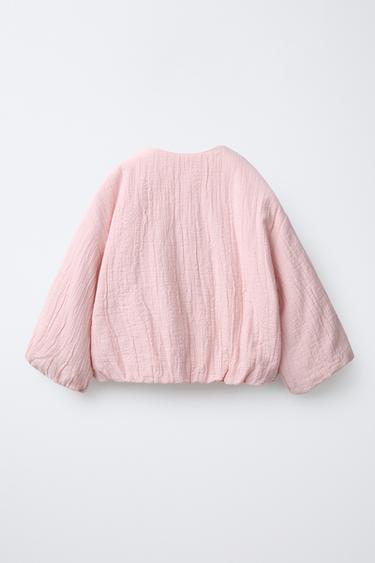 BLOUSON TEXTURÉ À LACETS - Rose clair de Zara - Image 1