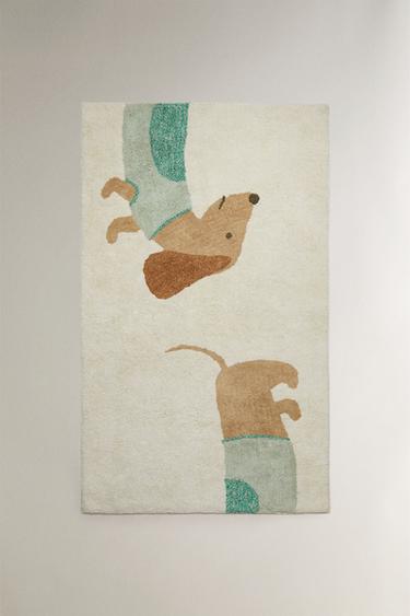 TAPPETO PER BAMBINI IN COTONE CON CANE - Bianco sporco di Zara