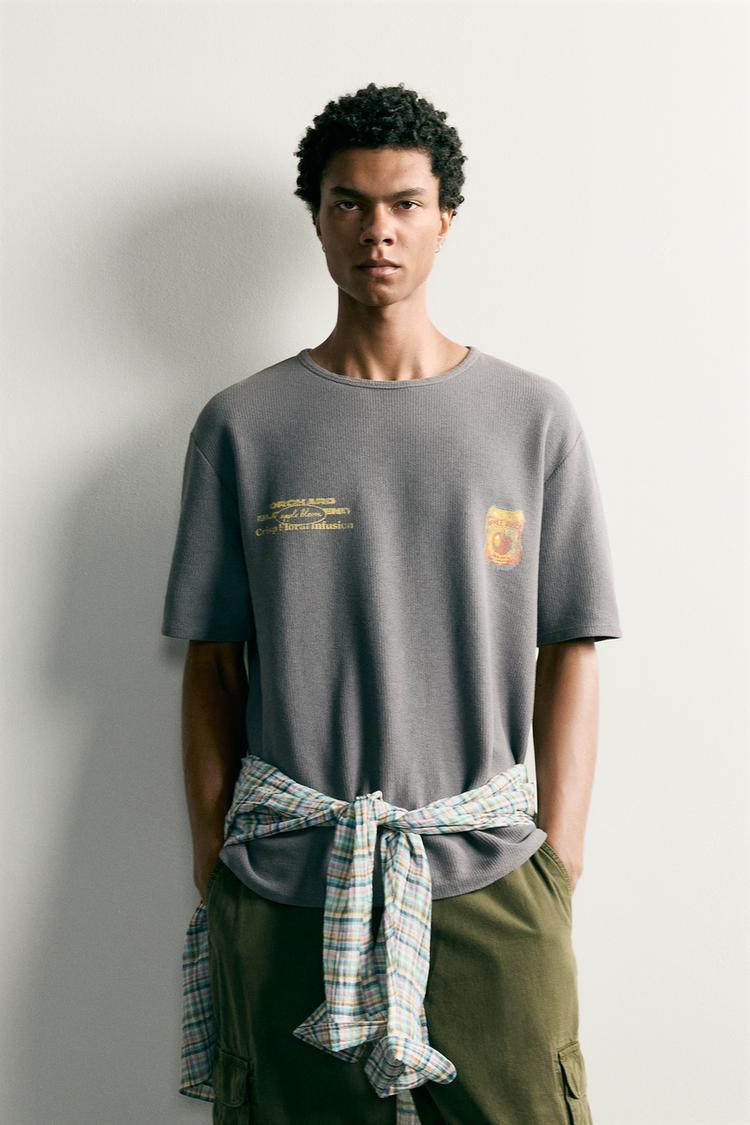 WASHED PRINTED KNIT T-SHIRT