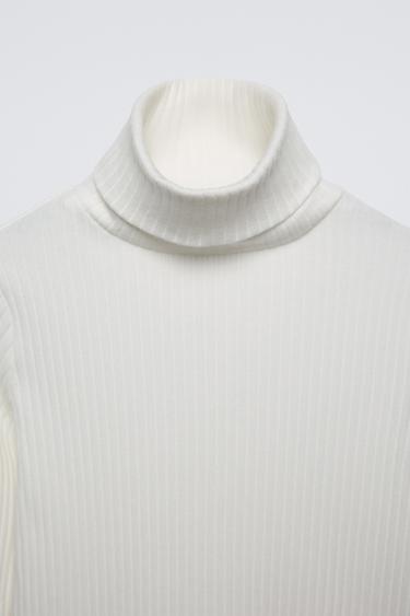 PULL RIB COL ROULÉ - Blanc de Zara - Image 2