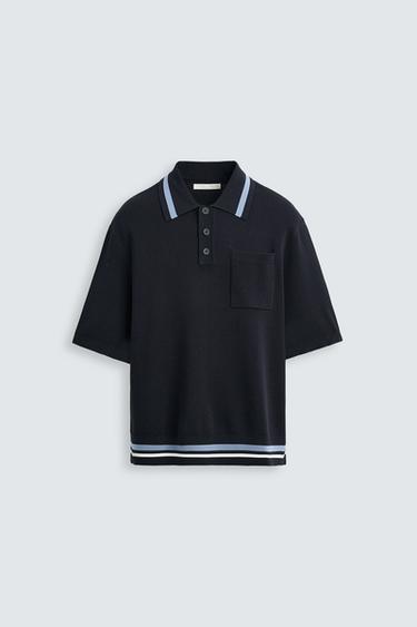 KNIT POLO SHIRT WITH POCKET - Dark navy by Zara