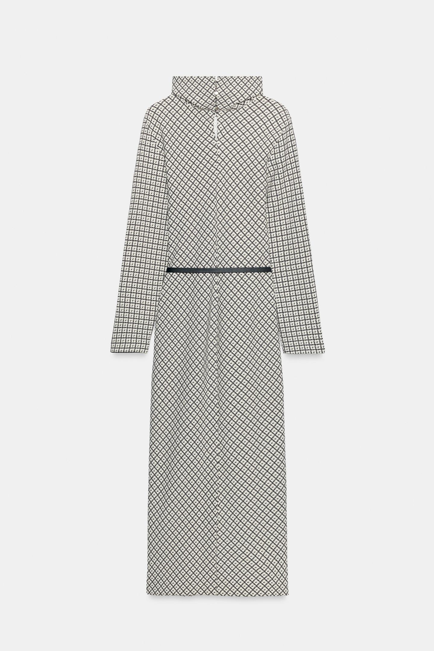 Женское платье Zara Printed Belted Maxi, цвет: Чёрный / Экрю — фото 9