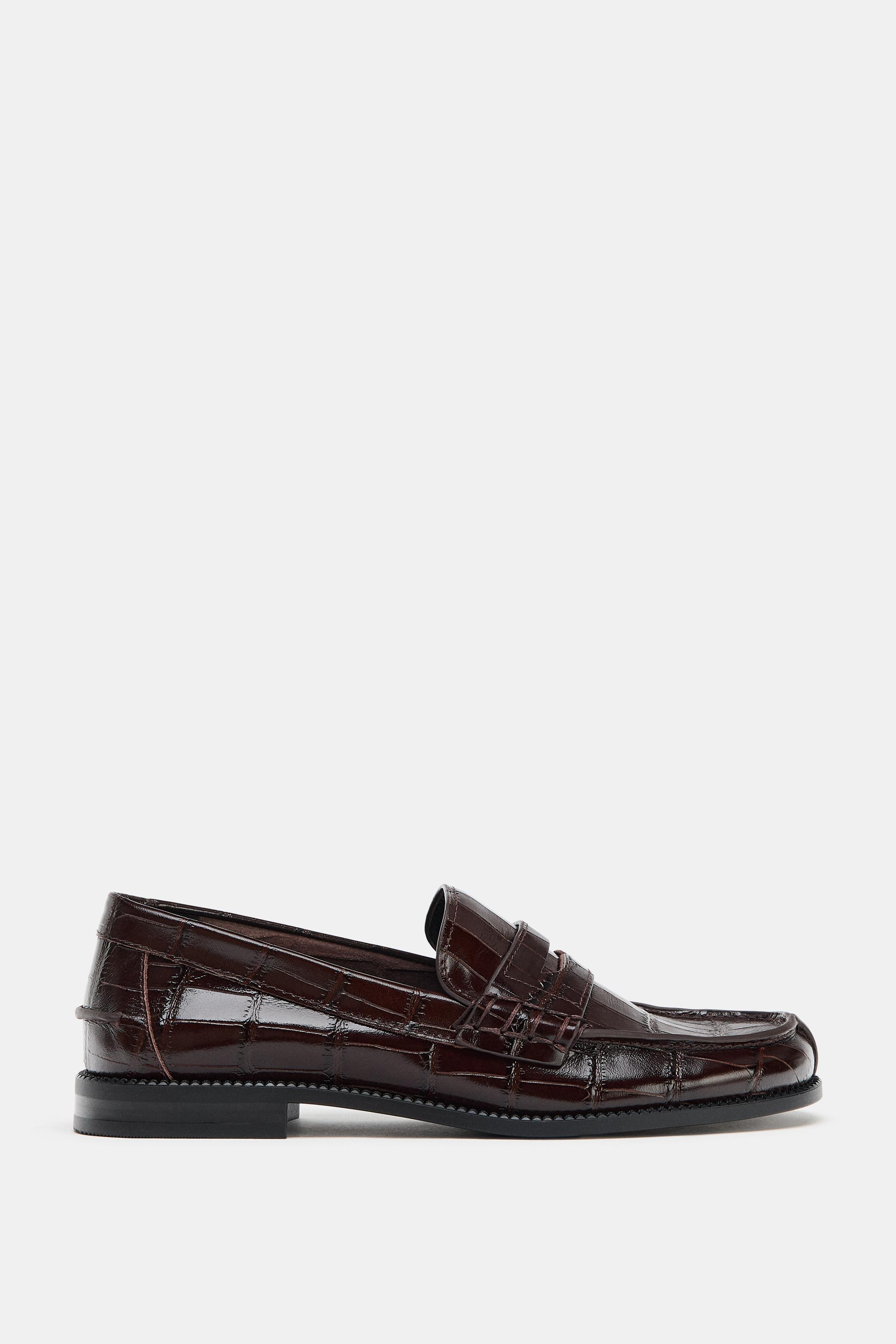 Zara Men’s Black Croc-Embossed Leather Loafers Alessandro Black Croc Leather Venetian Loafers main image 3