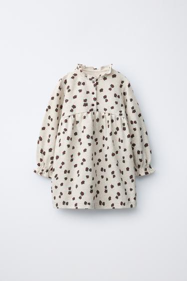VESTIDO ESPIGA ESTAMPADO FLORES - Marrón de Zara